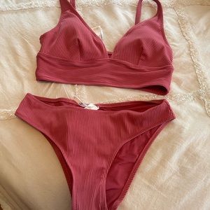 Cupshe red ribbed bikini